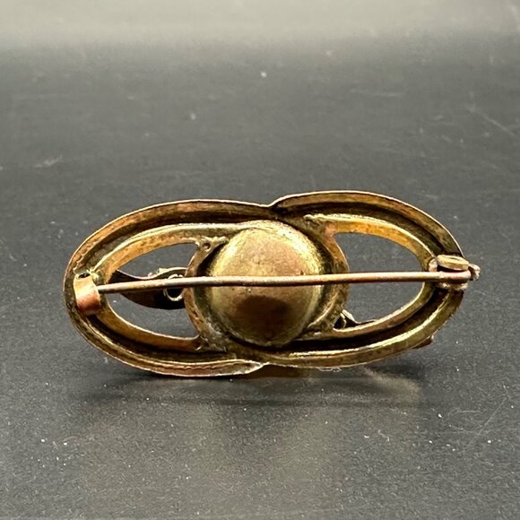 Antique Victorian Snake Brooch Pin Glass Gems Faux Pearl Serpent Jewelry Vintage - Picture 3 of 9